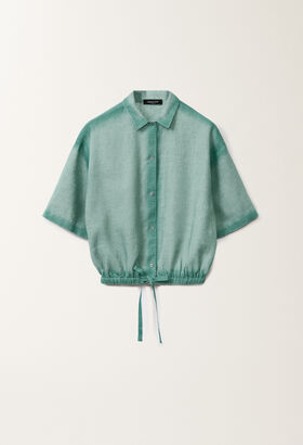 Fabiana Filippi Linen canvas shirt with gradient, teal VANILLA GCD275F677D7870000