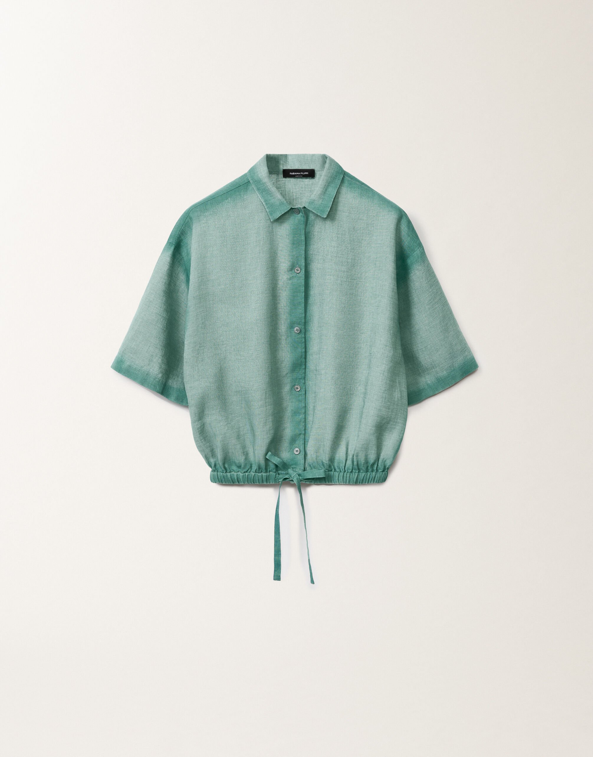Fabiana Filippi Chemise en toile de lin avec dégradé, bleu pétrole TURQUOISE GCD275F592L3780000