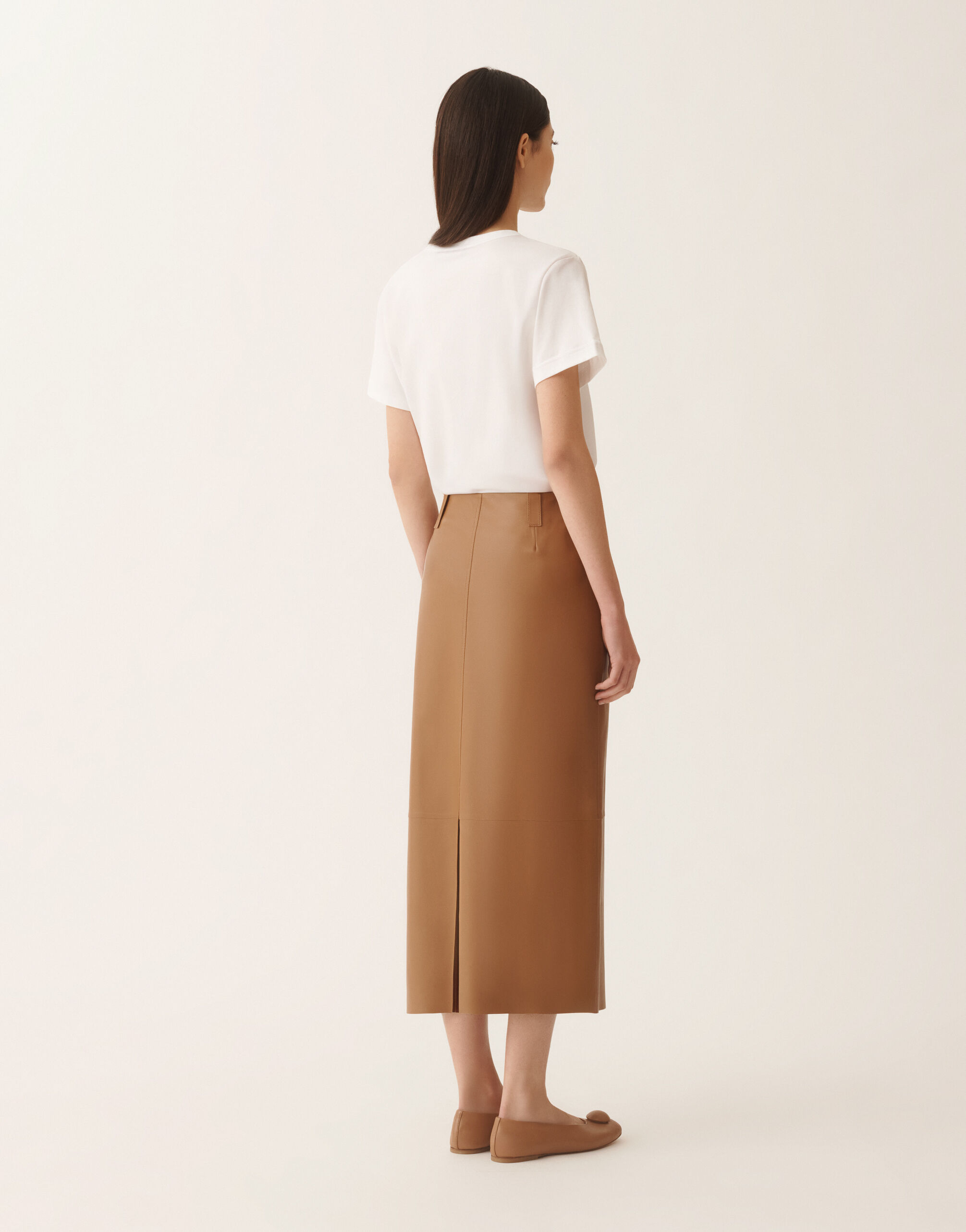 Nappa lissé pencil skirt, wicker for Women | Fabiana Filippi®