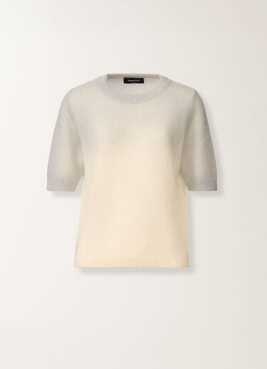 Mohairpullover mit Pailletten im Farbverlauf, Raphia und Grau Fabiana Filippi Mohairpullover mit Pailletten im Farbverlauf, Raphia und Grau Raffia/Grau MAD266F131L9000000