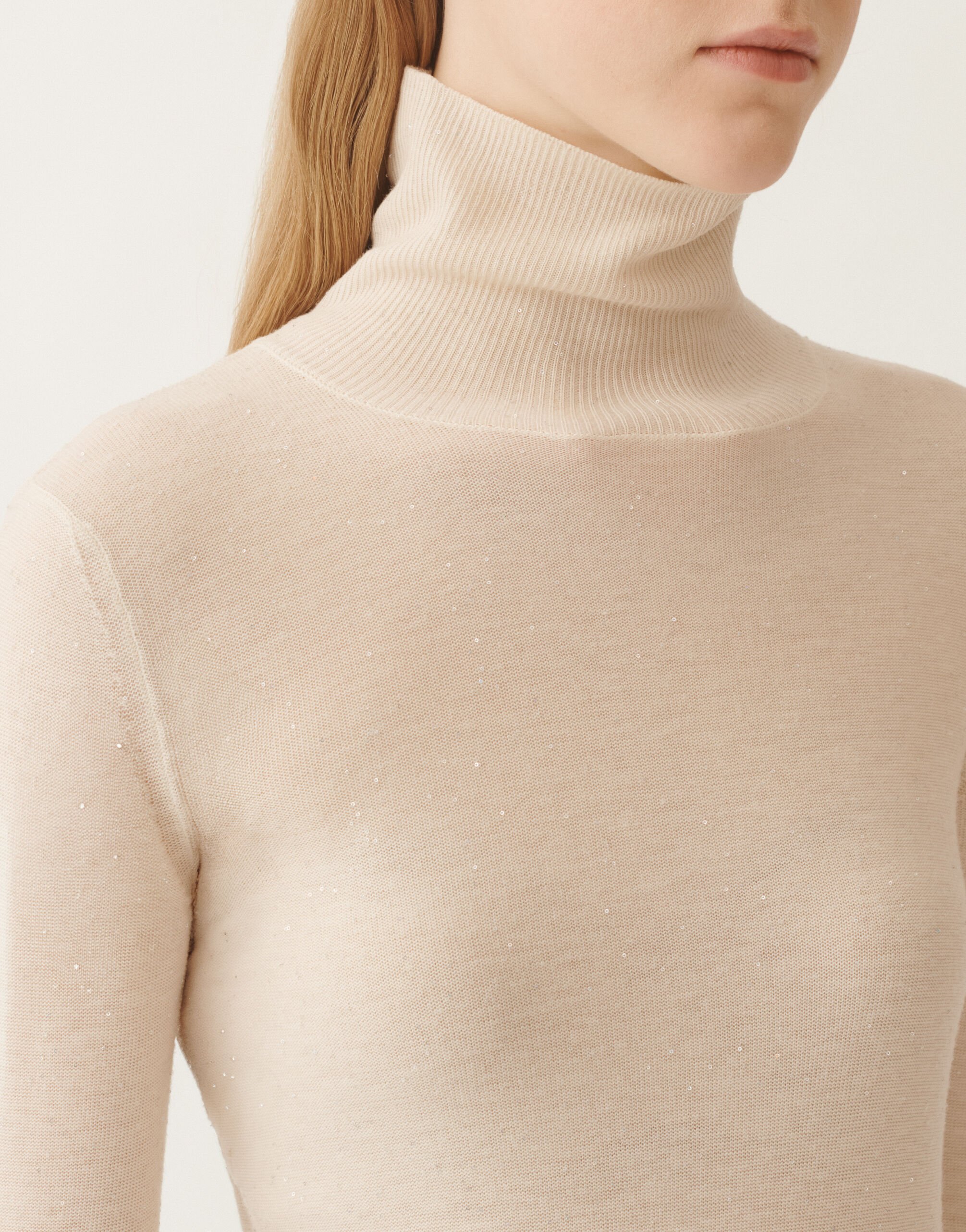 Fabiana Filippi Wollpullover mit Pailletten, weiß Weiß MAD215F068L5570000