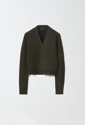 Fabiana Filippi BICOLOR MESH CARDIGAN GREEN CAD214F267D6140000