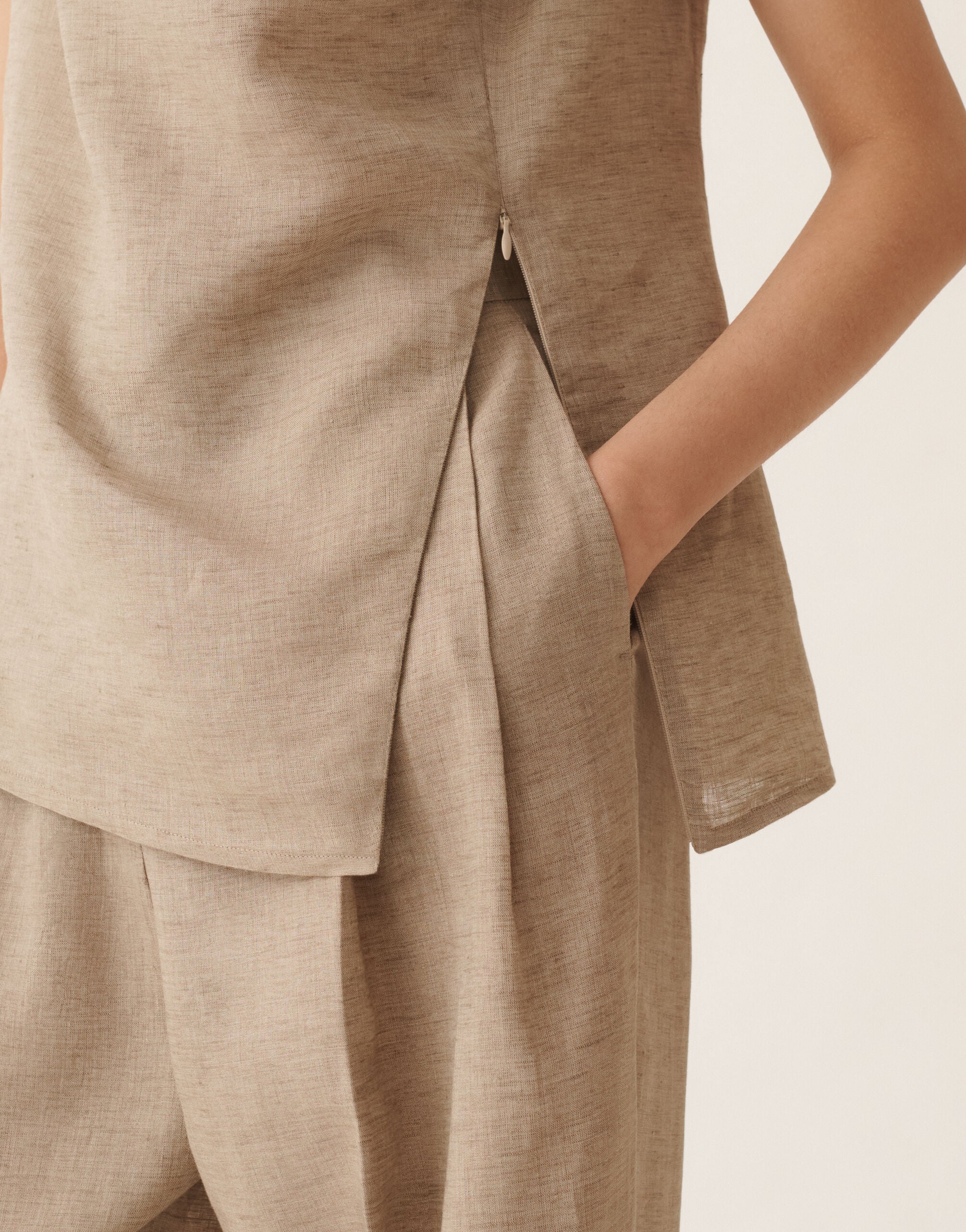 Linen top in taupe for Women | Fabiana Filippi®