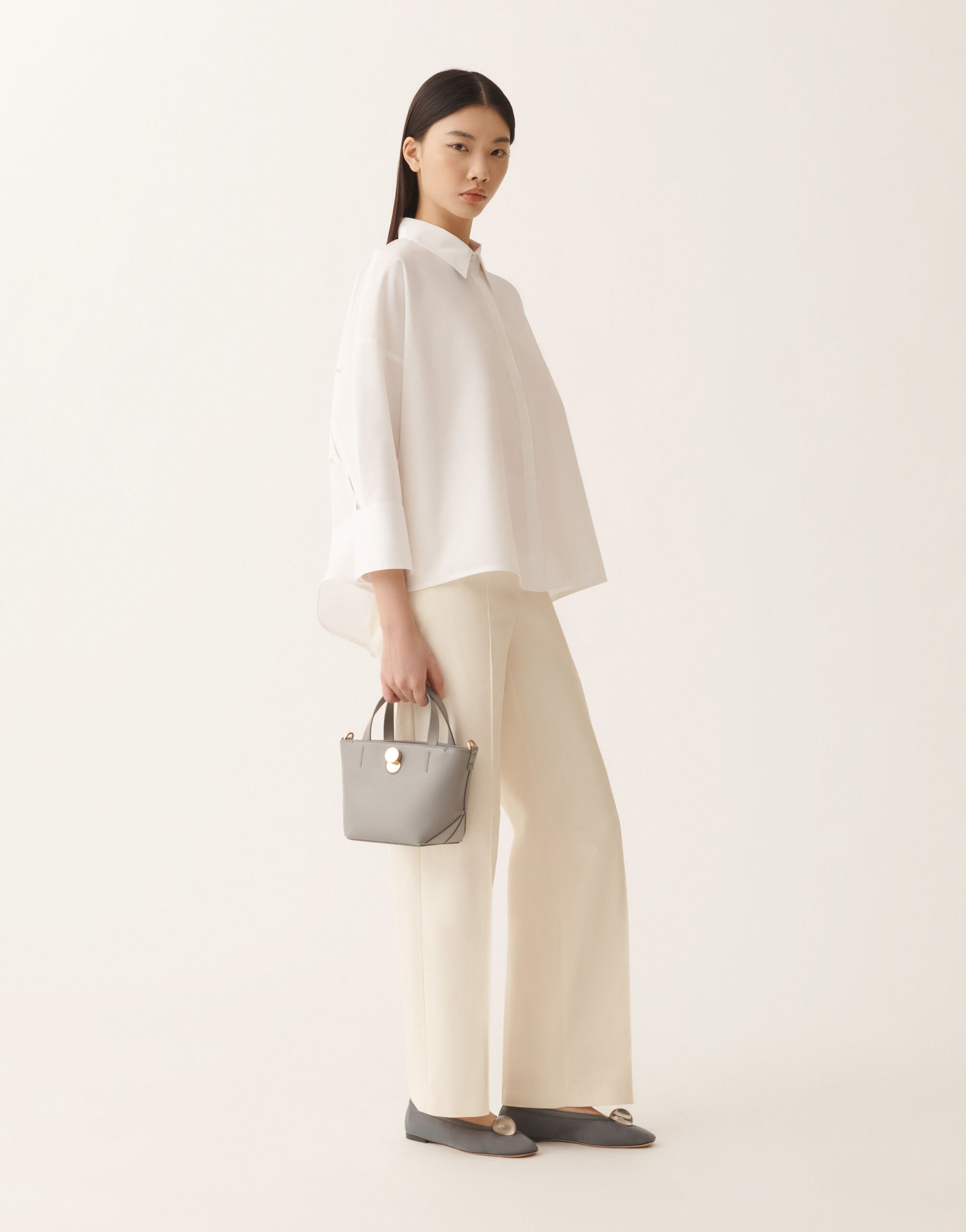 Fabiana Filippi Cropped shirt in optic white poplin White CAD266F309L5820000