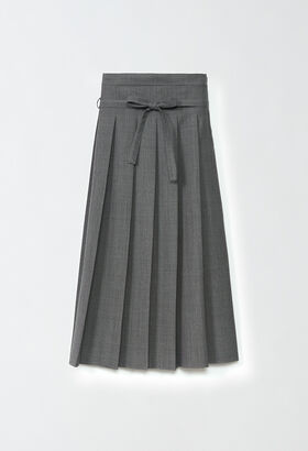 Fabiana Filippi PRINCE OF WALES HIGH WAISTED PLEATED SKIRT GREY GCD214F184D7280000