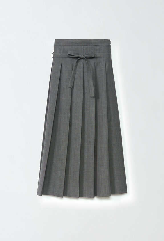 Fabiana Filippi PRINCE OF WALES HIGH WAISTED PLEATED SKIRT GREY GND214F349D7280000