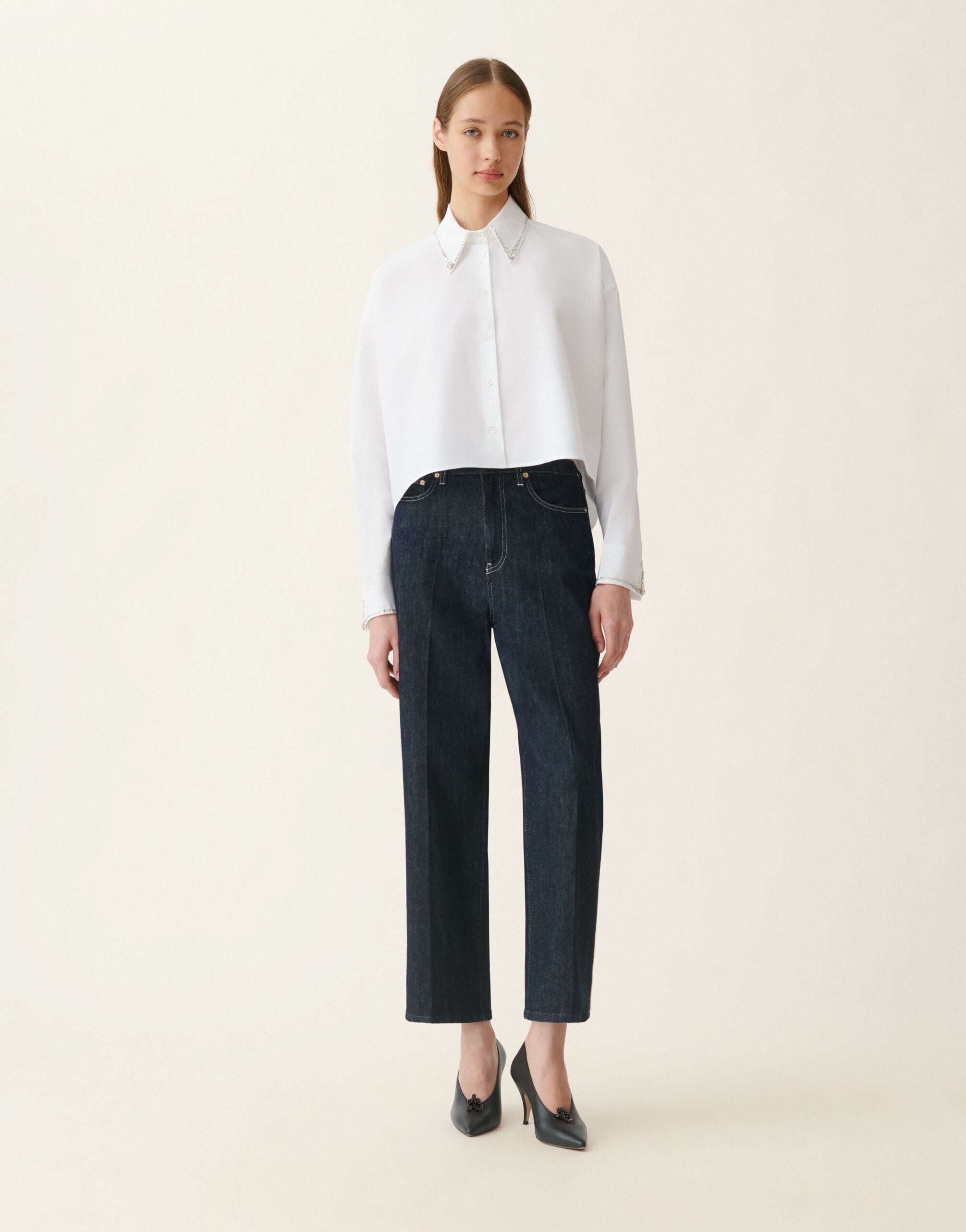 Fabiana Filippi Cropped Hemd aus Popeline, optisches weiß Optisches weiß CAD216F313M2680000