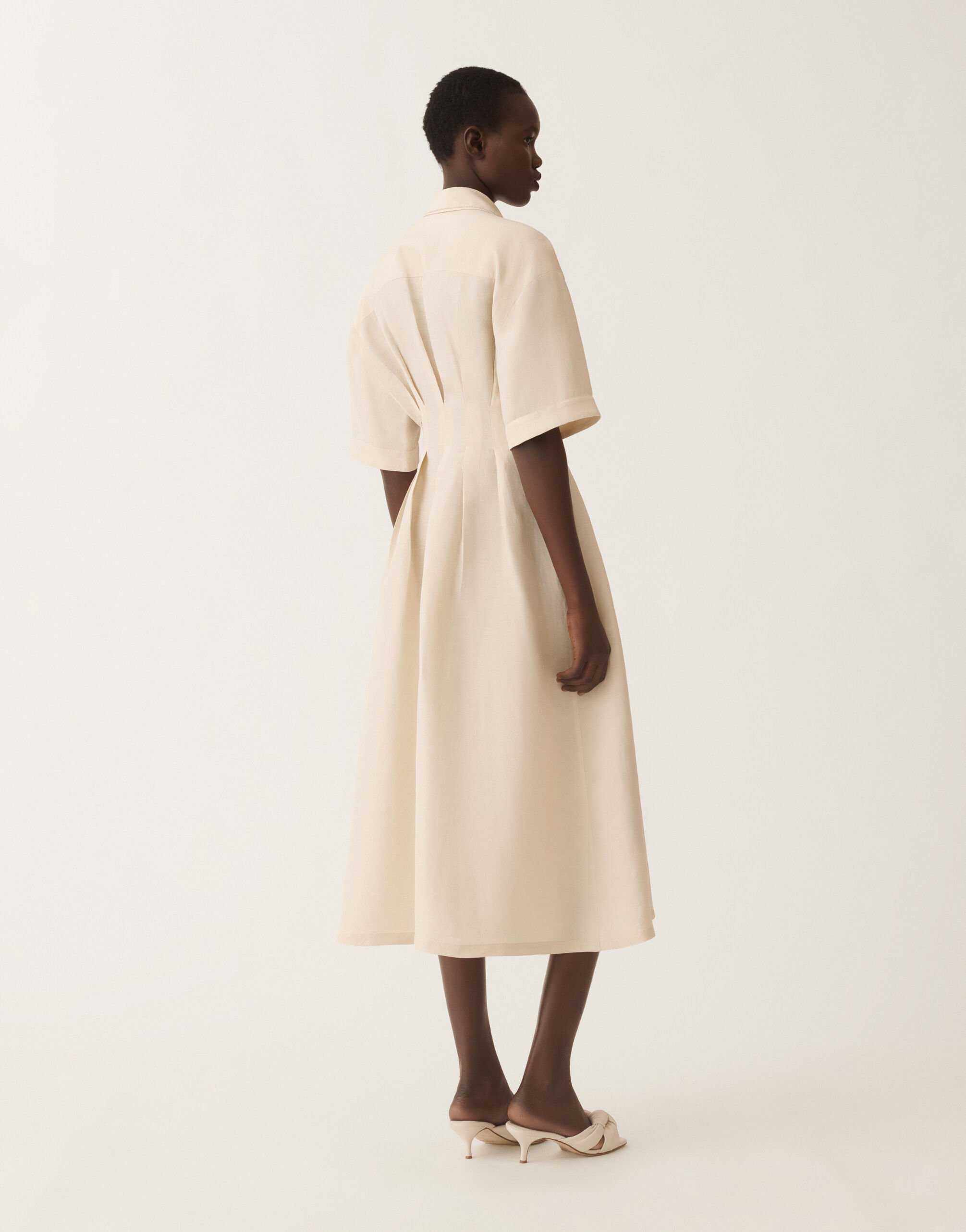 Fabiana Filippi Hemdblusenkleid aus Leinen und Viskose, sand hell SAND ABDC02F101H5470000