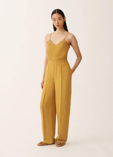 Fabiana Filippi Fluid linen and viscose trousers in mustard MUSTARD PAD276F336M1500000