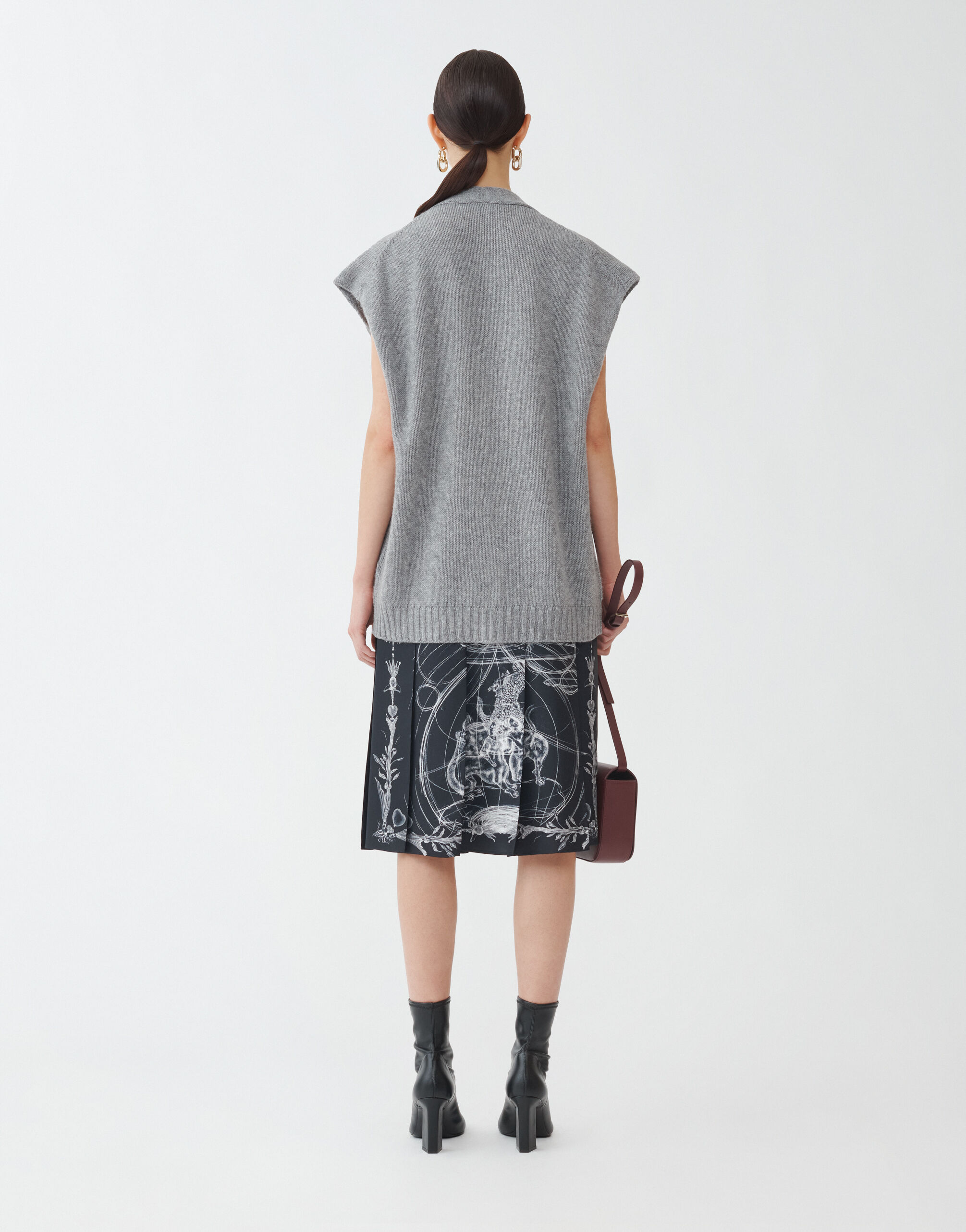 レディースガーゼ カシミヤ ベスト§メランジストーングレー Fabiana