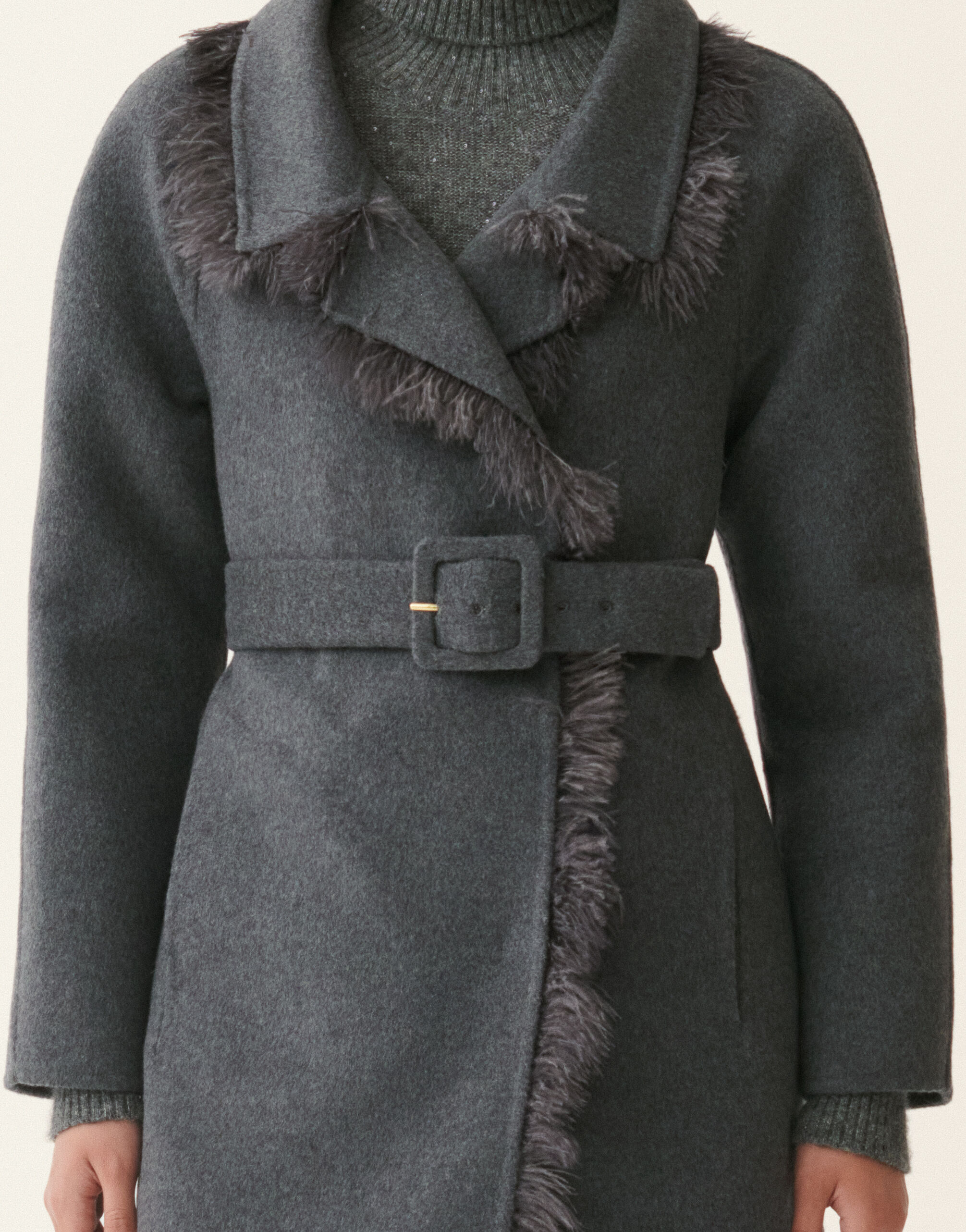 Fabiana Filippi Short wool and cashmere double coat, lead Lead CTD226F206M3840000