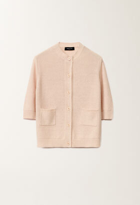 Fabiana Filippi Cotton and linen cardigan with sequins, dusty pink YELLOW MAD265F031L2200000