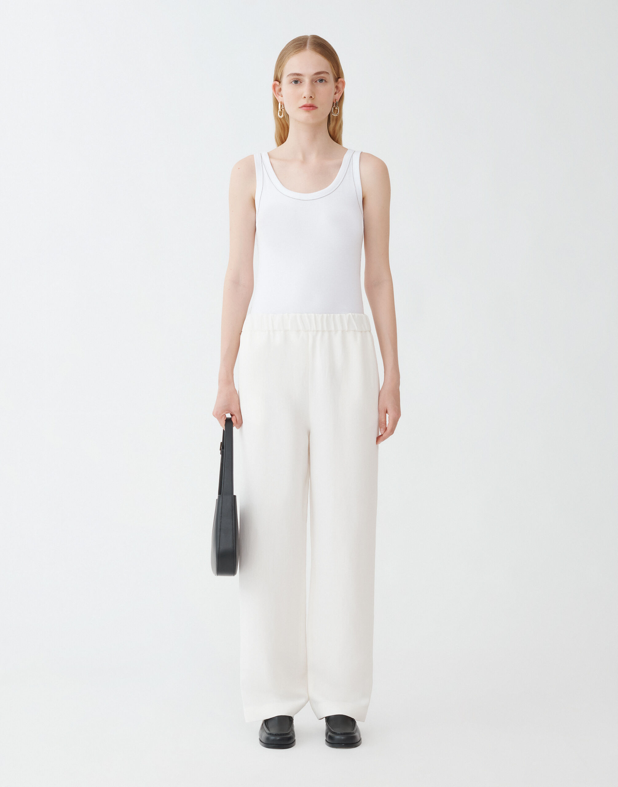 Fabiana Filippi VISCOSE LINEN JOGGING TROUSERS WHITE PAD274F255D5440000