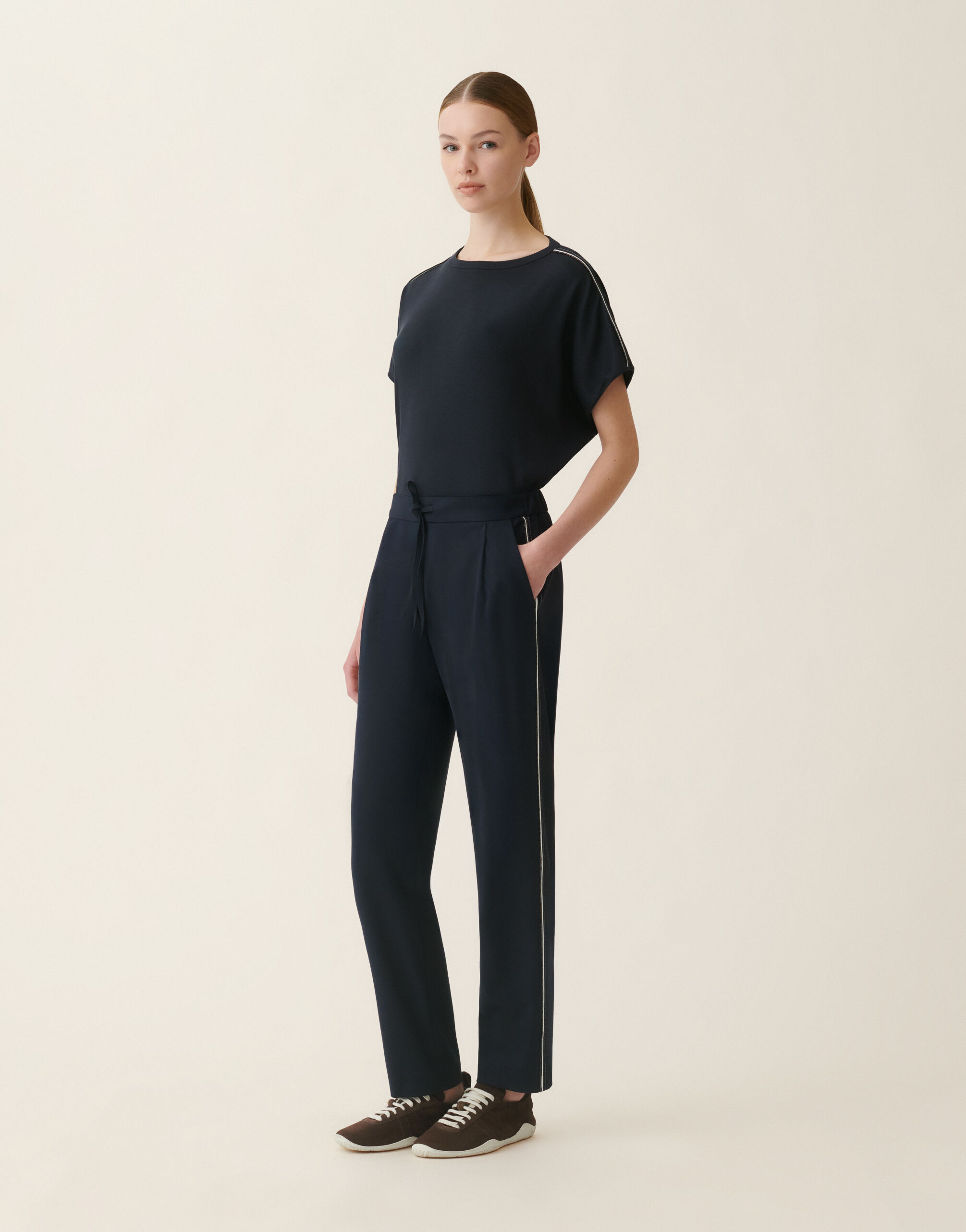 Fabiana Filippi Pantalon jogging Spello en jersey point Milano, bleu nuit Bleu nuit PAD216F366M3100000