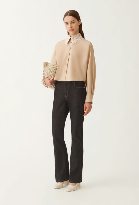 Fabiana Filippi Poplin cropped shirt, maple BEIGE CAD215F313L5710000