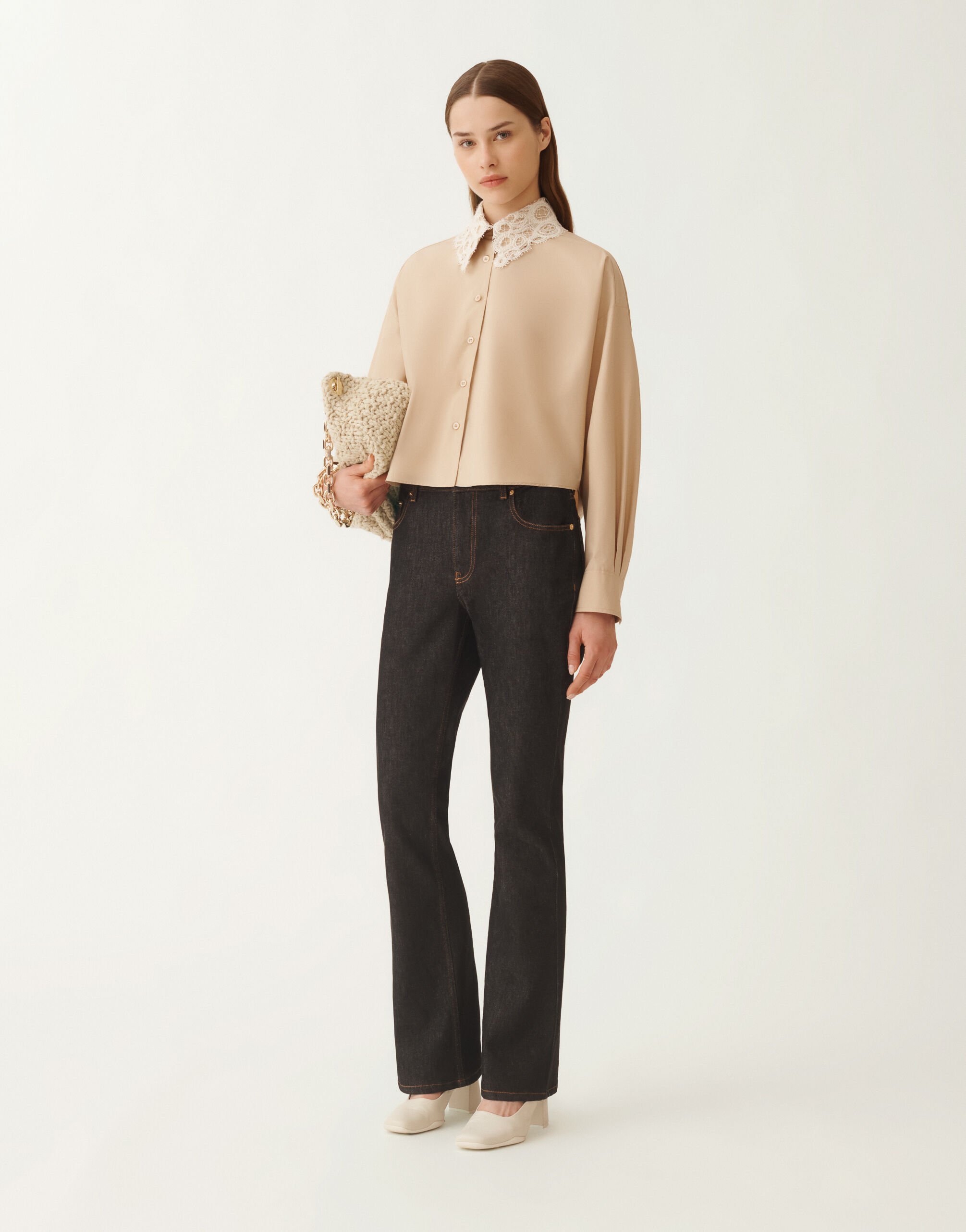 Fabiana Filippi Poplin cropped shirt, maple BEIGE CAD215F313L5710000