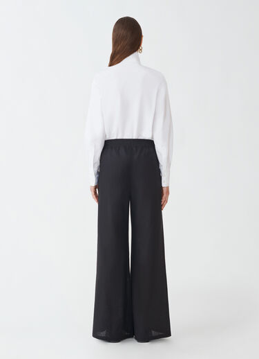 Fabiana Filippi LINEN CLOTH WIDE LEG TROUSERS WITH ELASTIC WAISTBAND BLACK PAD274F284D6610000
