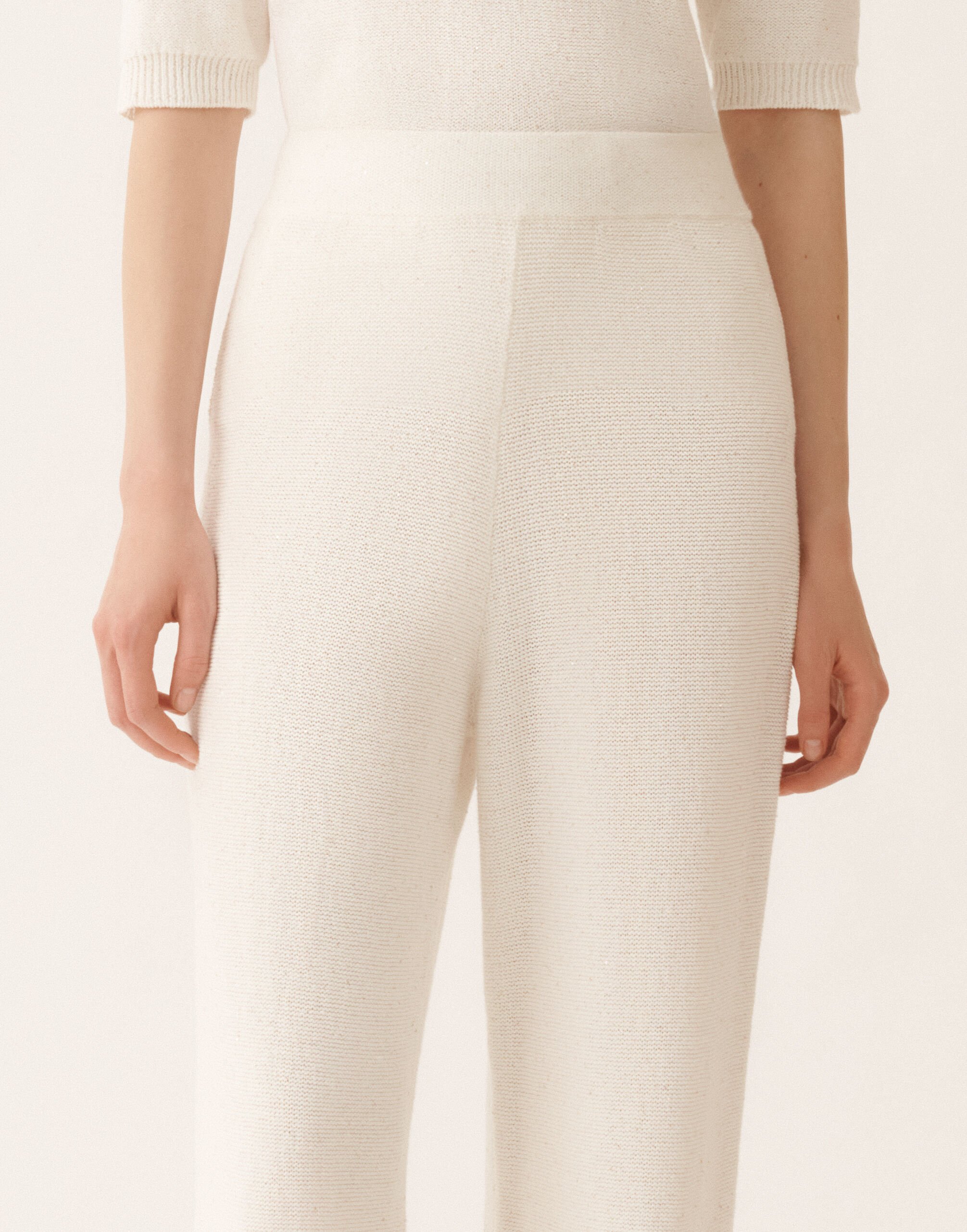 Fabiana Filippi White cotton and linen pants with sequins White PAD266F351D2730000