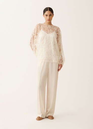 Fabiana Filippi Top de encaje, mantequilla MANTEQUILLA TPD276F749D9710000