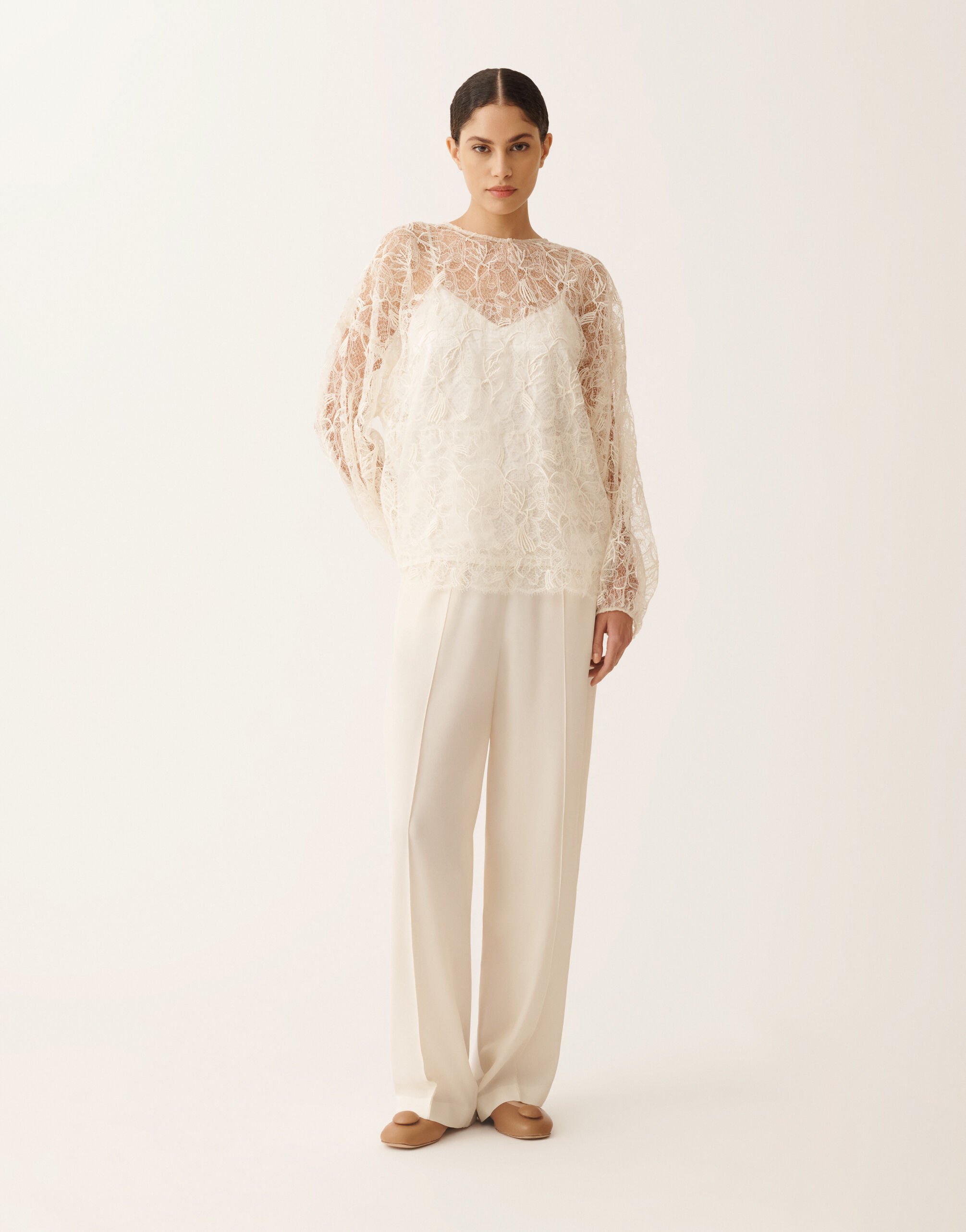 Fabiana Filippi Top de encaje, mantequilla MANTEQUILLA TPD276F749D9710000