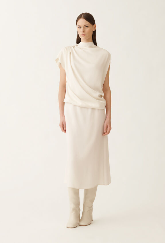 Fabiana Filippi Envers satin dress, butter WHITE ABD215F169L5960000