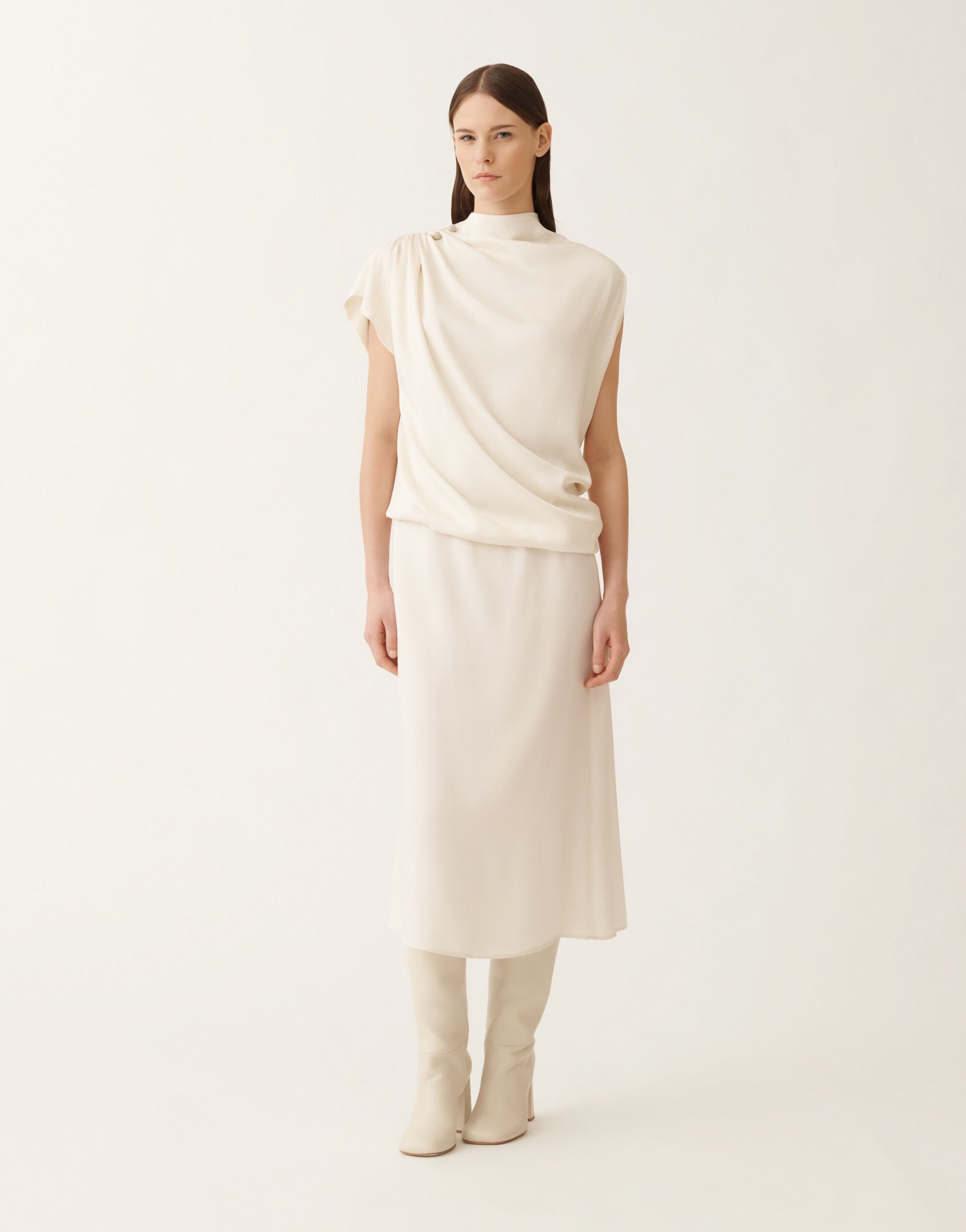 Fabiana Filippi Envers satin dress, butter WHITE ABD215F169L5960000
