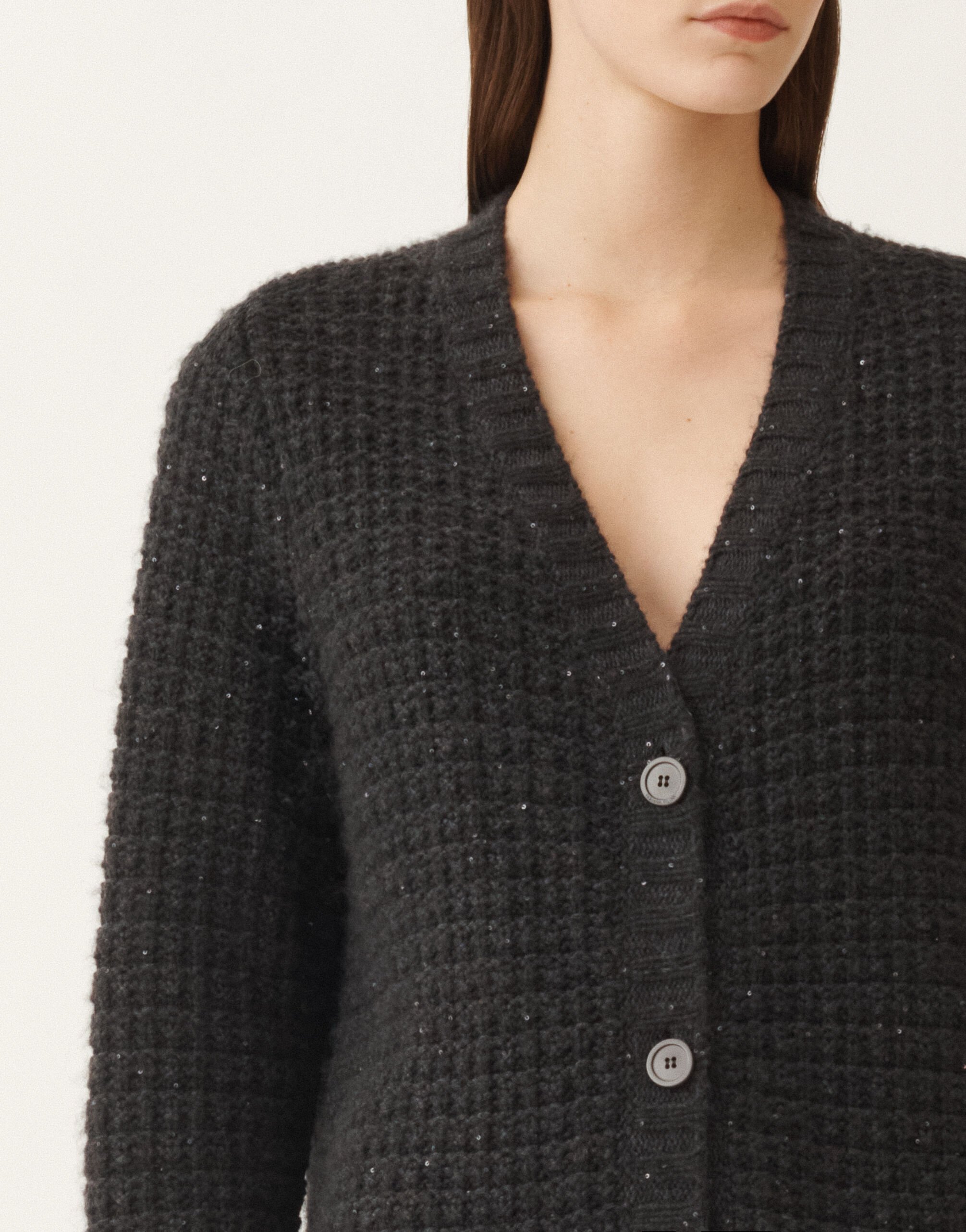 Platinum cardigan with sequins, slate for Women | Fabiana Filippi®