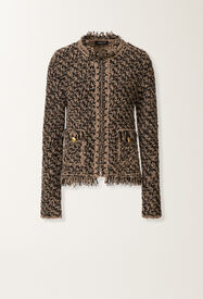 Fabiana Filippi Jacket in tweed and sequins, mud and black Brown GCD225F122L6290000