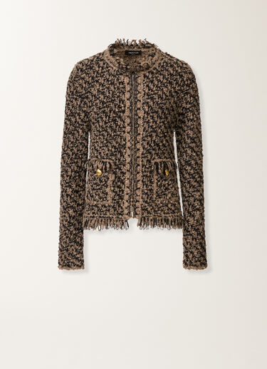 Fabiana Filippi Jacket in tweed and sequins, mud and black Brown GCD225F122L6290000