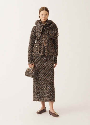 Fabiana Filippi Jacket in tweed and sequins, mud and black Brown GCD225F122L6290000