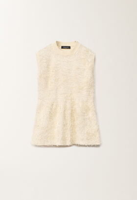 Fabiana Filippi Pullover aus Viskose mit Franseneffekt, mastix WEISS MAD265F142L1660000