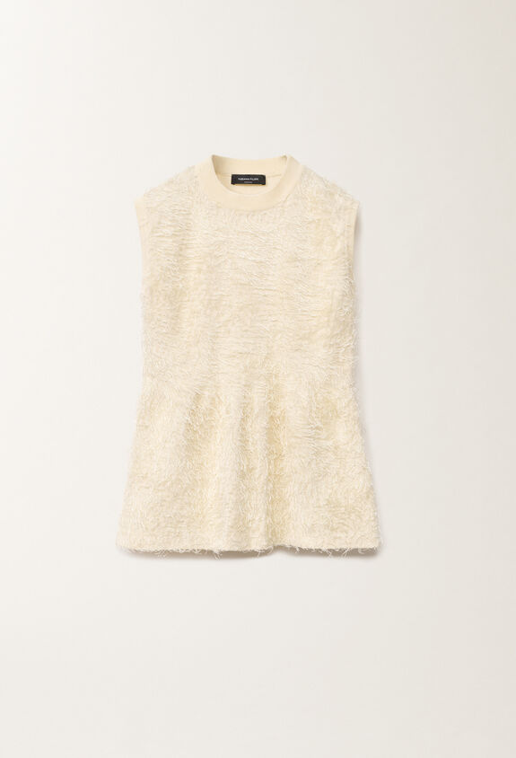 Fabiana Filippi Frayed-effect viscose sweater, putty WHITE MAD265F142L1660000