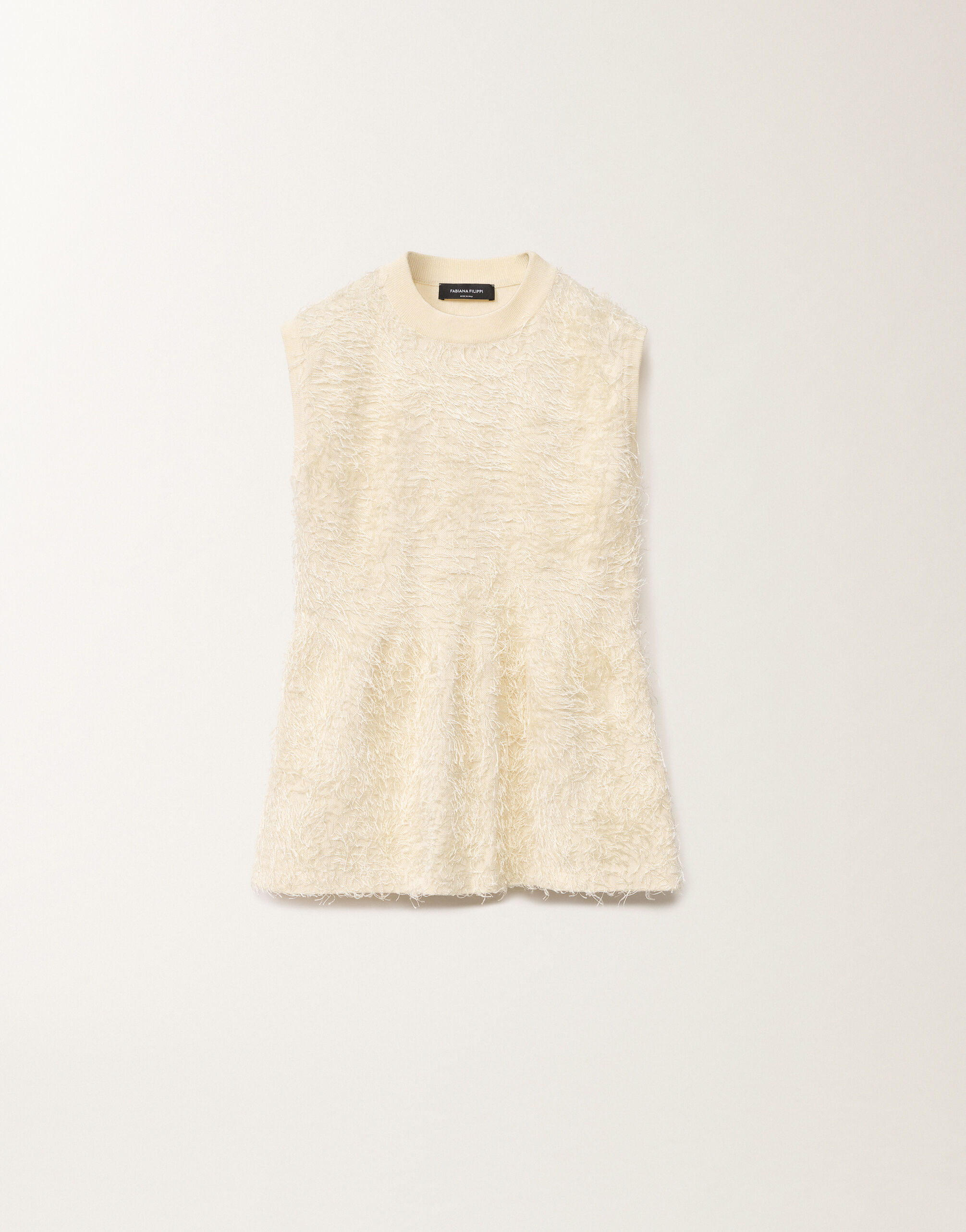 Fabiana Filippi Frayed-effect viscose sweater, putty WHITE MAD265F142L1660000