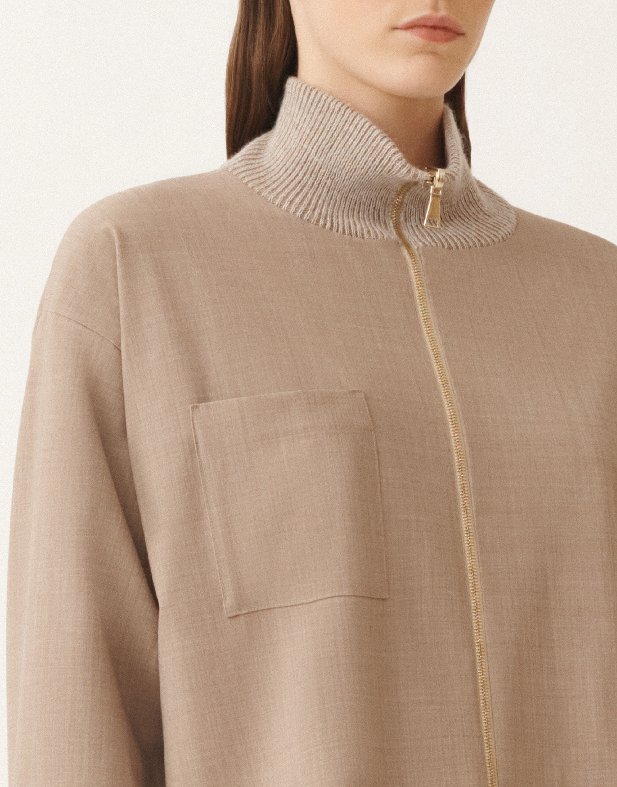 Fabiana Filippi Chaqueta reversible de mohair platino en lana ligera, cacao y arce Blanco GCD225F641L6800000