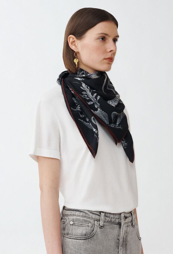 Fabiana Filippi Printed silk twill scarf, blue and white BLUE SAD214A787I1510000
