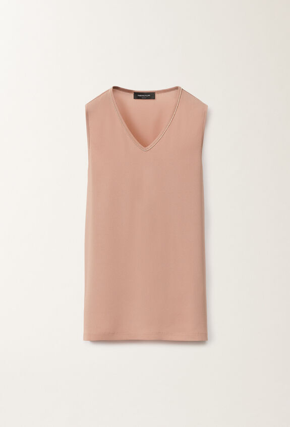 Fabiana Filippi Débardeur en crêpe sablé stretch, fard ROSE TPD265F773L2350000