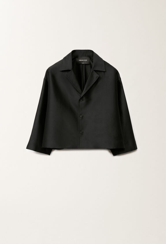 Fabiana Filippi Jacke aus Baumwolle und Mikadostoff in Seide, schwarz SCHWARZ GCD265F232D7870000