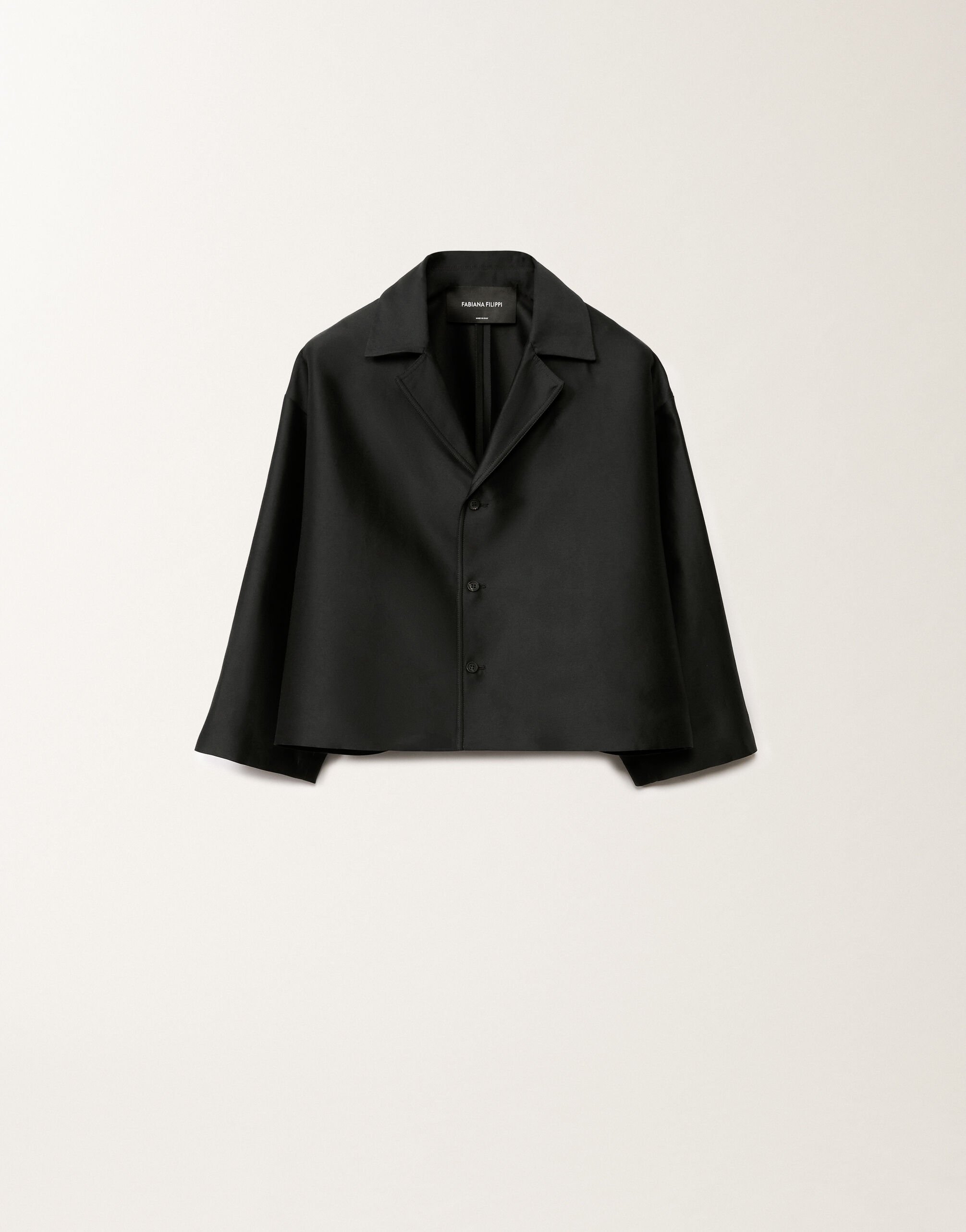 Fabiana Filippi Jacke aus Baumwolle und Mikadostoff in Seide, schwarz SCHWARZ GCD265F232D7870000