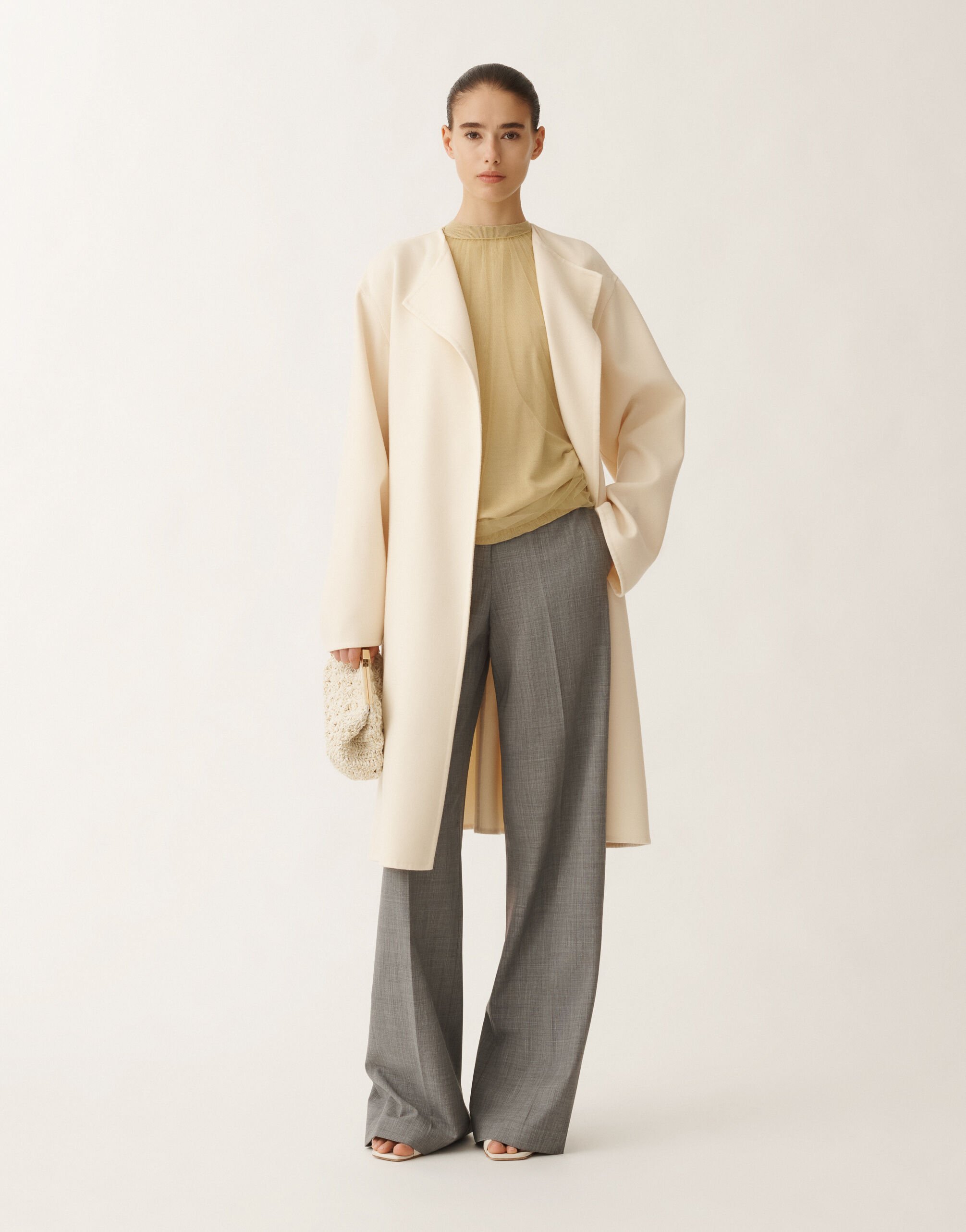 Fabiana Filippi Double wool coat, vanilla WHITE CTD265F243D8040000