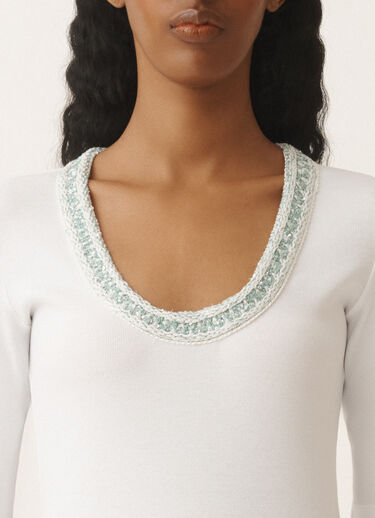 Fabiana Filippi Jersey T-shirt, optical white and aqua green WHITE/AQUAGREEN JED275F151L4540000
