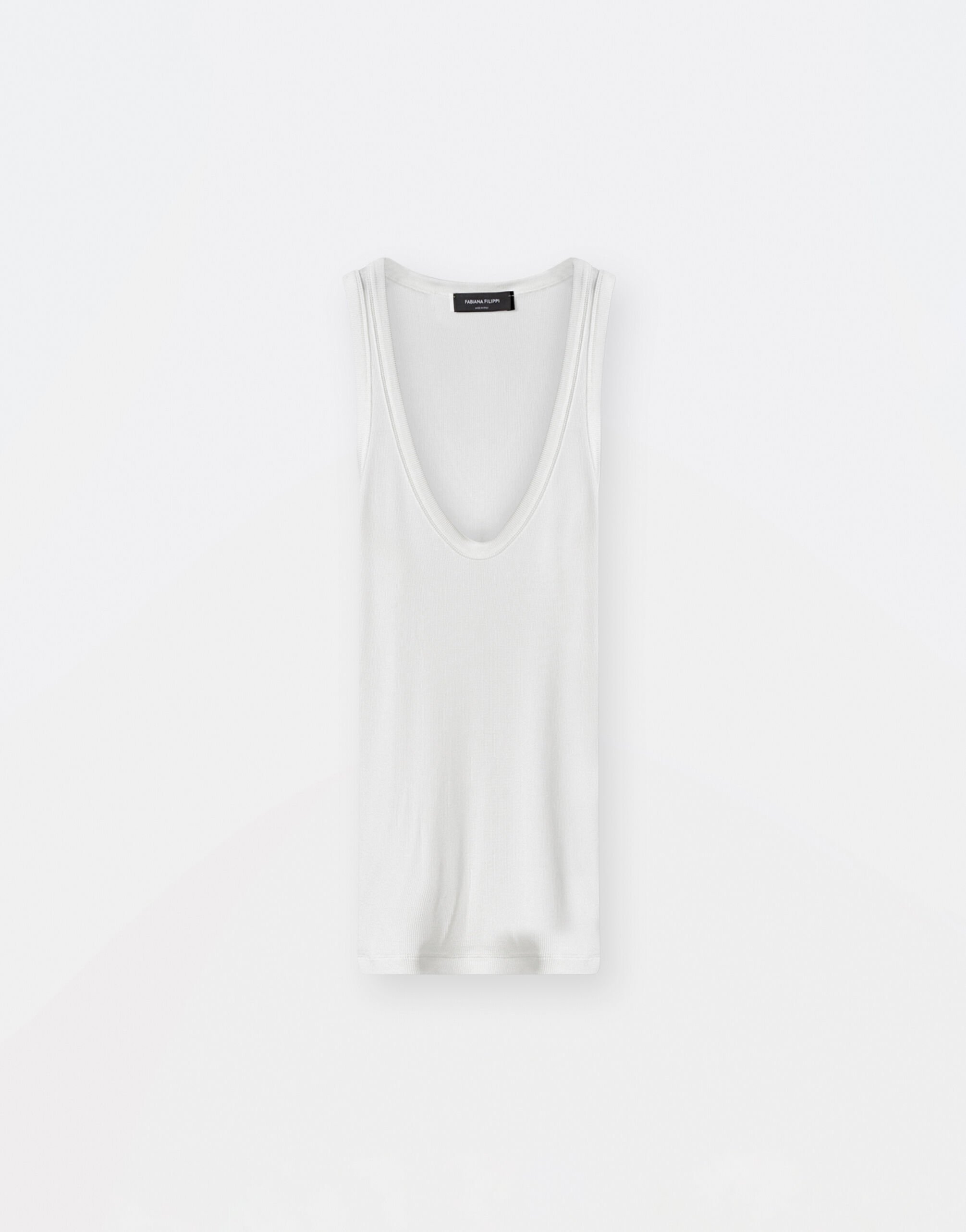 Fabiana Filippi Camiseta sin mangas en punto de viscosa, blanco TPD264F218I9120000