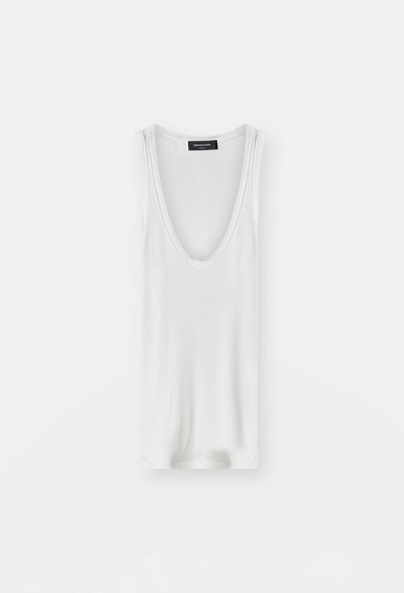 Fabiana Filippi Camiseta sin mangas en punto de viscosa, blanco blanco JED264F084D6410000
