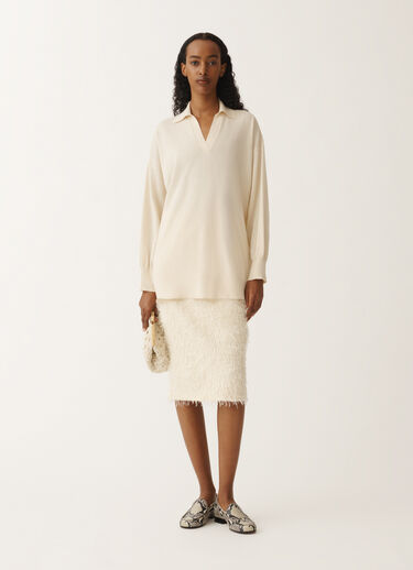 Fabiana Filippi Frayed-effect viscose skirt, putty WHITE GND265F405L1660000