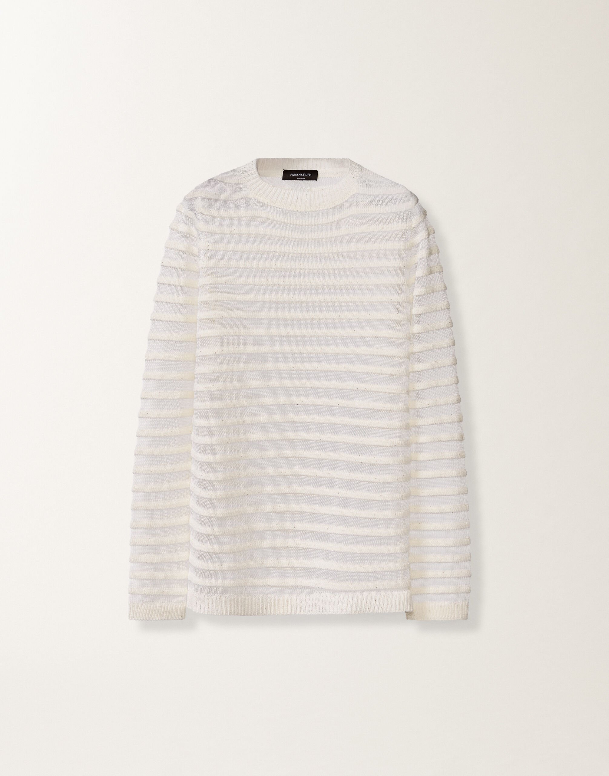 Fabiana Filippi White cotton and linen sweater with sequins White MAD266F102L7680000