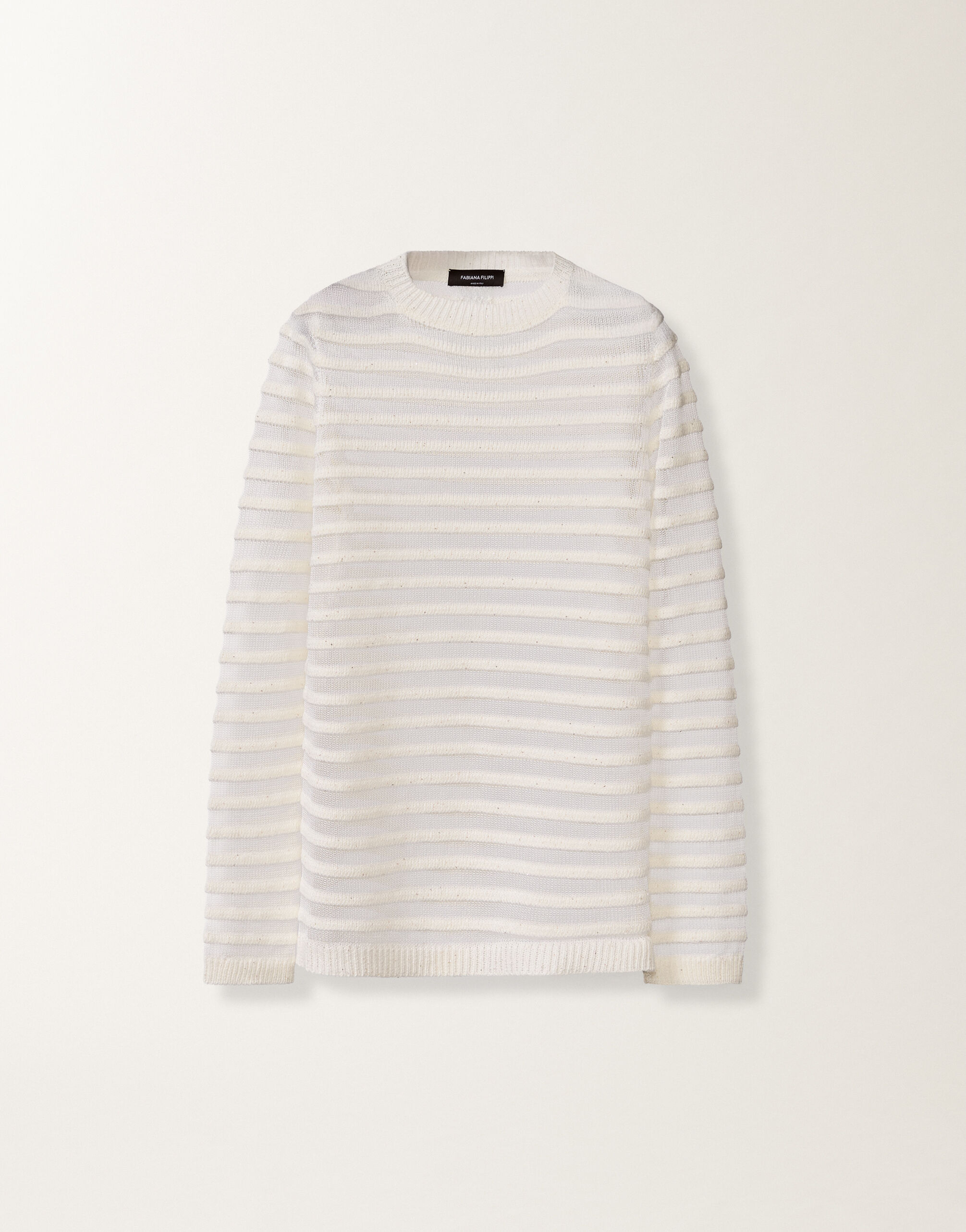 Fabiana Filippi White cotton and linen sweater with sequins White MAD266F102L7680000