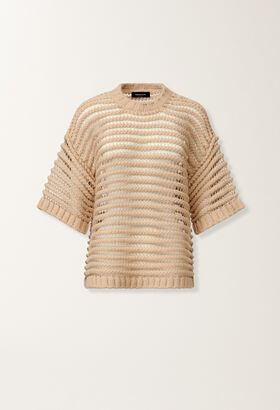 Fabiana Filippi Camel, albino and gold lurex sweater BROWN MAD215F094L5200000