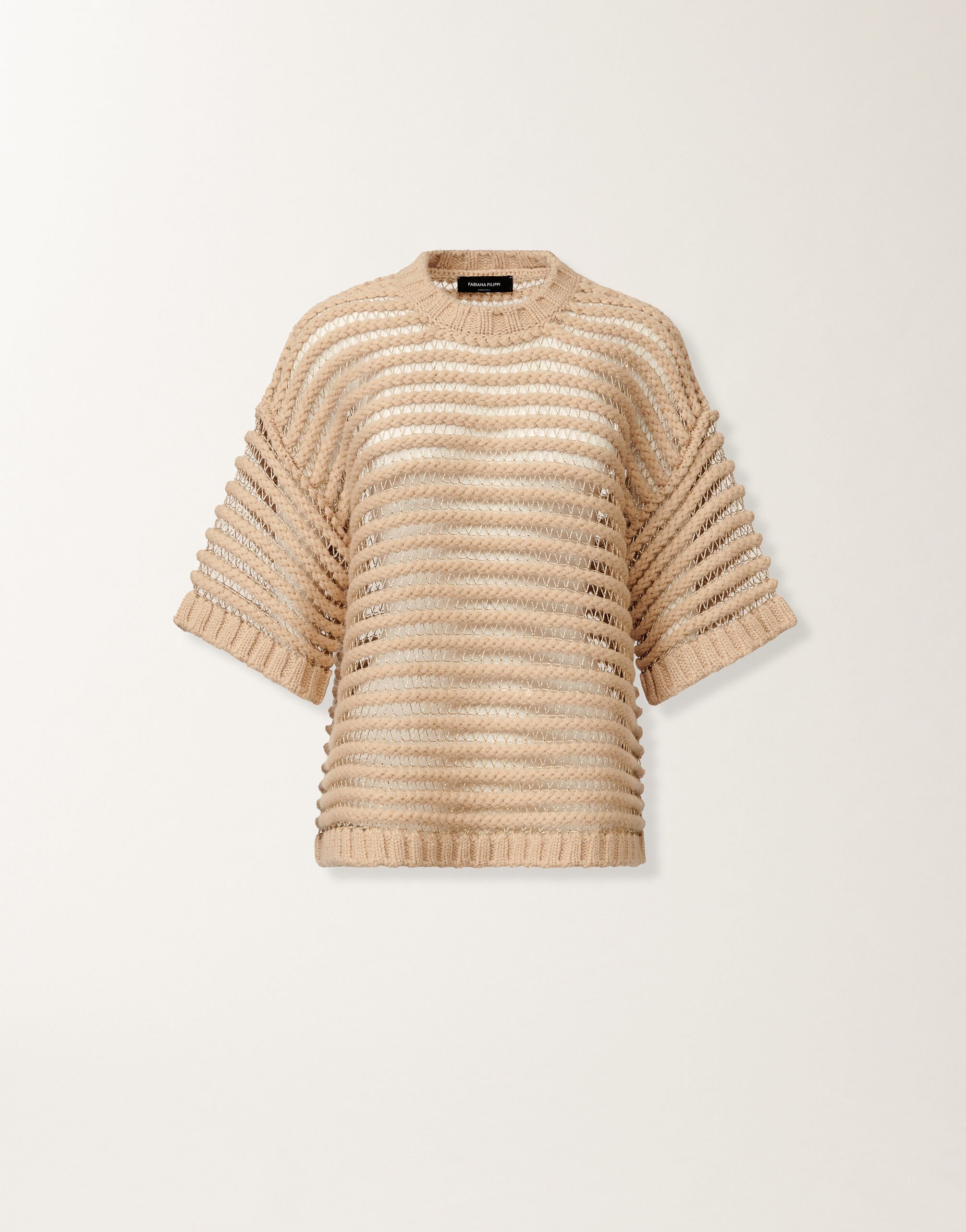 Fabiana Filippi Pullover aus Kamel, albinofarbener und goldfarbener Lurex Braun MAD215F094L5200000