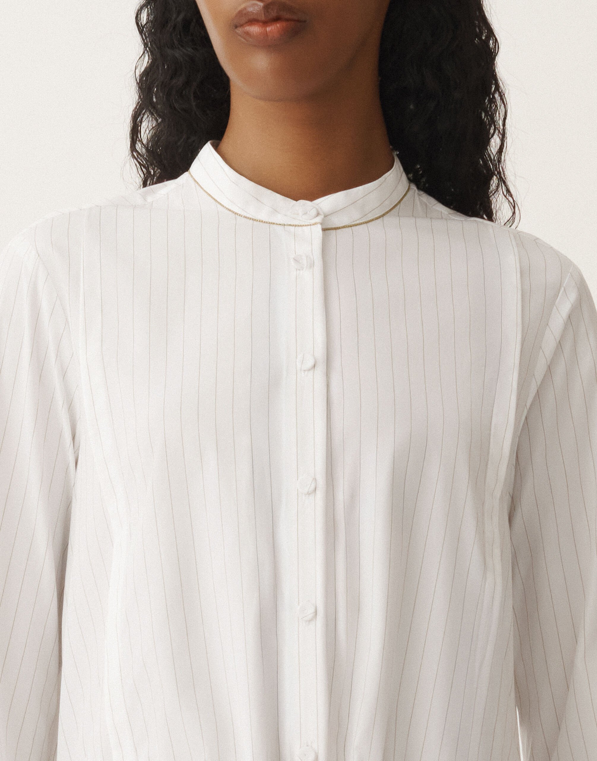 Fabiana Filippi Striped poplin shirt dress, optical white and aloe WHITE ABD265F206L2340000