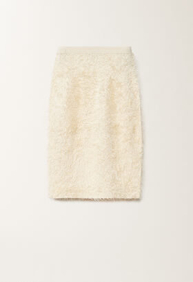 Fabiana Filippi Frayed-effect viscose skirt, putty WHITE GND265F405L1660000