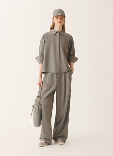 Fabiana Filippi Camicia cropped in fresco lana bistretch, roccia melange Grigio CAD266F309L7710000